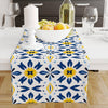 Table Runner Blue Yellow Geometric Floral Ethnic Ottoman Turkish Pattern, Authentic Retro Farmhouse Home Decor, Traditional Textile Accent