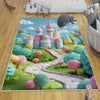 Round Candy Princess Castle  Kids Room Rug, Cute Girl Rug For Kids Room, Playground Rug, Baby Rug, Nursery Decor with pillow case gift