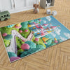 Round Candy Princess Castle  Kids Room Rug, Cute Girl Rug For Kids Room, Playground Rug, Baby Rug, Nursery Decor with pillow case gift