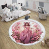 Round Fairy Princess Flowers Kids Room Rug, Cute Girl Rug For Kids Room, Playground Rug, Baby Rug, Nursery Decor with pillow case gift