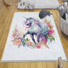 Round Unicorn Horse Flowers Kids Room Rug, Cute Girl Rug For Kids Room, Playground Rug, Baby Rug, Nursery Decor with pillow case gift