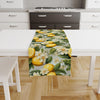 Table Runner Green Leaves Yellow Lemons Summer Pattern, Retro Farmhouse Decor, Traditional Textile Accent for Dining & Home