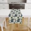 Table Runner Blue Green Gray Trees Pattern, Natural Farmhouse Decor, Traditional Textile Accent for Dining & Home