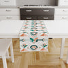 Table Runner Green Orange Geometric Pattern, Minimal Farmhouse Decor, Traditional Textile Accent for Dining & Home