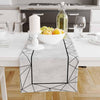 Table Runner Black Gray Geometric Lines Pattern, Dining Room Decor, Traditional Textile Accent for Dining Home