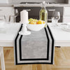 Table Runner Gray Watercolor Geometric Black Border Lines, Traditional Dining Room Decor, Textile Accent for Home Table