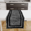 Table Runner Dark Gray Watercolor Geometric Black Border Lines, Traditional Dining Room Decor, Textile Accent for Home Table