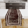 Table Runner Dark Brown Watercolor Geometric Cream Border Lines, Traditional Dining Room Decor, Textile Accent for Home Table