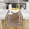 Table Runner Brown Watercolor Geometric Cream Border Lines, Traditional Dining Room Decor, Textile Accent for Home Table