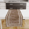 Table Runner Brown Watercolor Geometric Cream Border Lines, Traditional Dining Room Decor, Textile Accent for Home Table