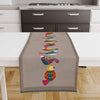 Table Runner Colorful Birds Design on Brown Background Pattern Modern Dining Room Decor Textile Accent