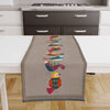 Table Runner Colorful Birds Design on Brown Background Pattern Modern Dining Room Decor Textile Accent
