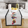 Table Runner Colorful Birds Design on Gray Background Pattern Modern Dining Room Decor Textile Accent