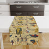 Table Runner Authentic Ethnic Retro Eagypt Pyramid Figures, Mystic Dining Room Decor, Textile Accent, Unique Home Decoration