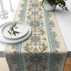 Table Runner Authentic Ethnic Retro Blue Cream Ottoman Turkish Floral, Vintage Dining Room Decor, Textile Accent, Unique Home Decoration