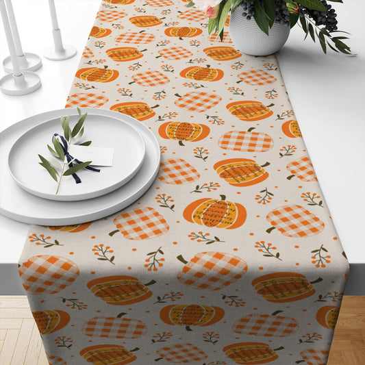 Table Runner Fall Autumn Pumpkins Halloween Dining Room Decor Unique Textile Accent Home Decoration