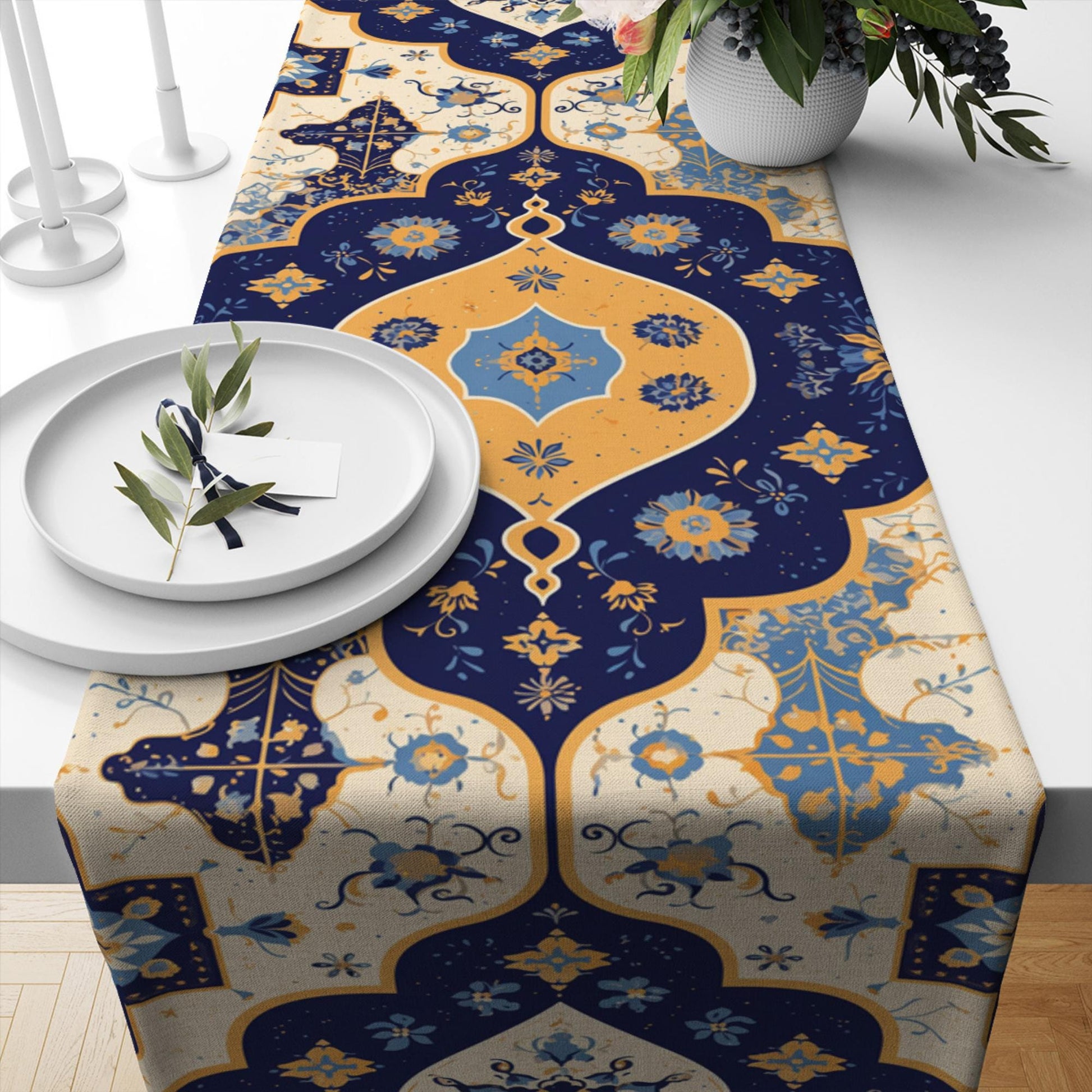 Table Runner Vintage Turkish Ottoman Kilim Rug Ethnic Dining Room Decor Textile Accent Home Decoration