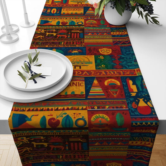Table Runner Colorful Aztec Tribal Kilim Vintage Retro Ethnic Dining Room Decor Textile Accent Home Decoration