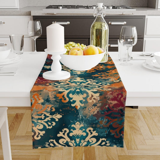 Table Runner Vintage Turkish Ottoman Kilim Vintage Watercolor Ethnic Dining Room Decor Textile Accent Home Decoration