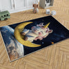 Round Moon Star Unicorn Child Room Rug, Cute Girl Rug For Kids Room, Playground Rug, Baby Rug, Nursery Decor with pillow case gift