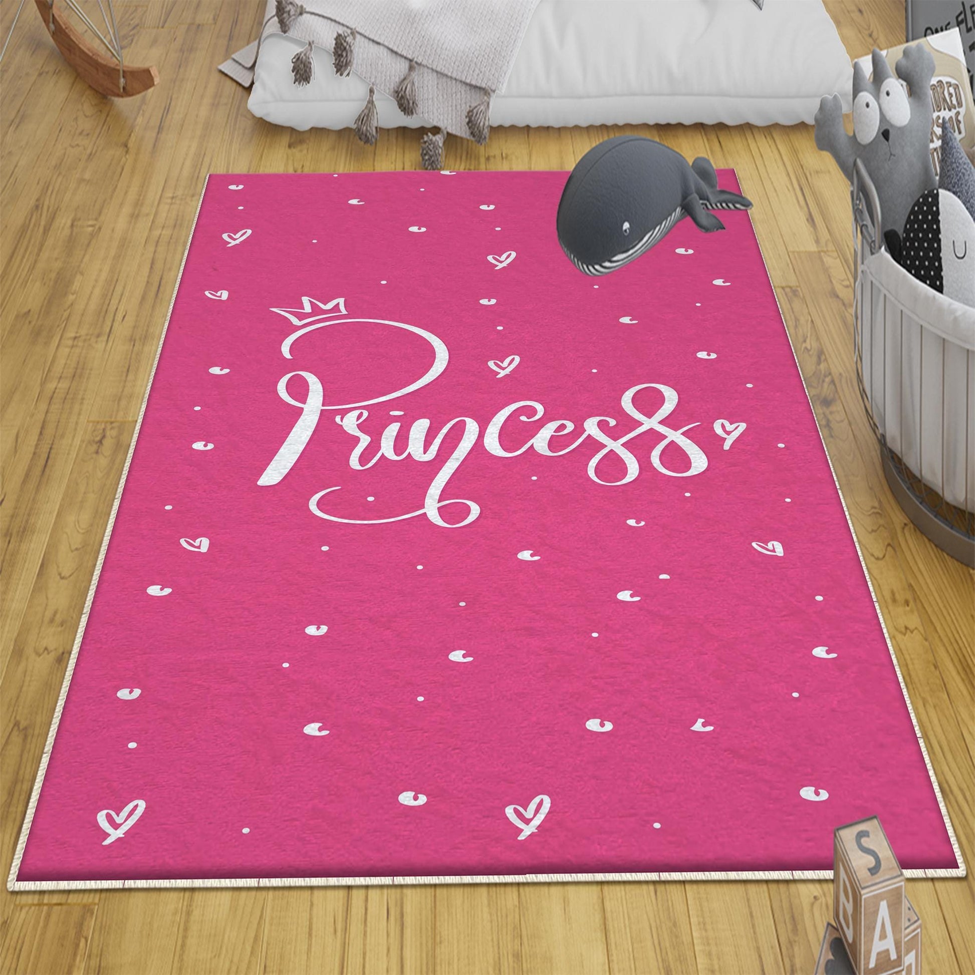 Round Pink Princess  Child Room Rug, Cute Girl Rug For Kids Room, Playground Rug, Baby Rug, Nursery Decor with pillow case gift