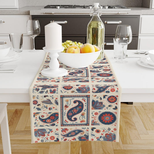 Table Runner Vintage Turkish Ottoman Kilim Ethnic Figures Retro Dining Room Decor Textile Accent Home Decoration