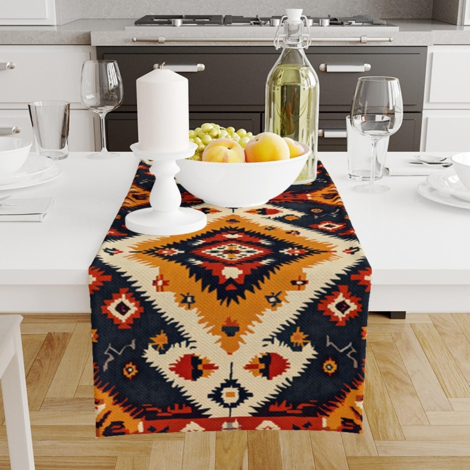 Table Runner Vintage Authentic Ethnic Turkish Ottoman Kilim Rug Retro Dining Room Decor Textile Accent Home Decoration