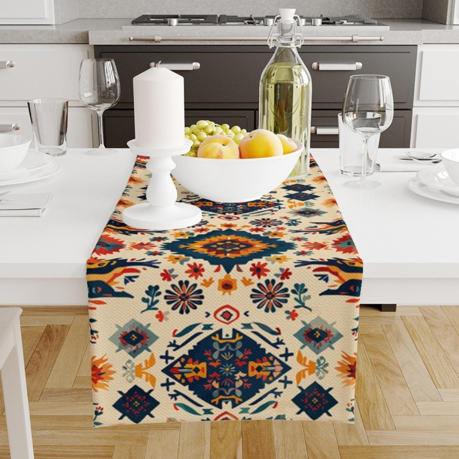 Table Runner Vintage Authentic Ethnic Turkish Ottoman Kilim Rug Retro Dining Room Decor Textile Accent Home Decoration