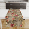Table Runner Red Roses Botanical Floral Flowers Brown Background, Modern Dining Room Decor Accent Home Decoration