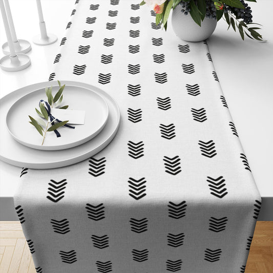 Table Runner Black White Aztec Arrow Tribal , Modern Dining Room Decor Accent Home Decoration