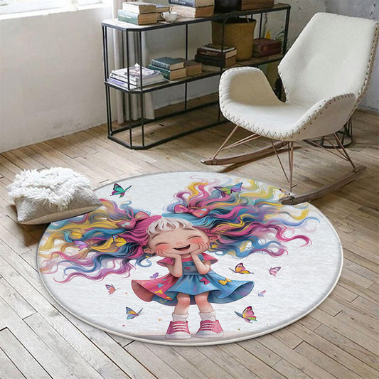 Colourful Cute Girls Kids Room Rug, Cute Girls Rug For Kids Room, Playground Rug, Baby Rug, Nursery Decor with pillow case gift