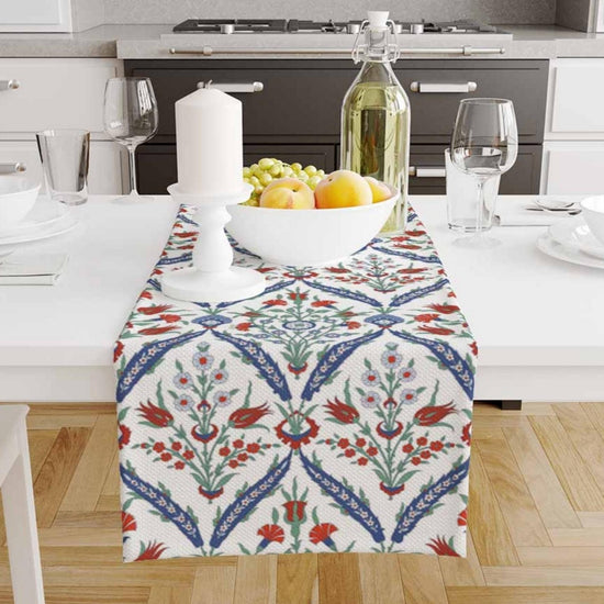 Table Runner Authentic Retro Turkish Ottoman Floral Red Tulip Flowers Modern Dining Room Decor Accent Home Decoration