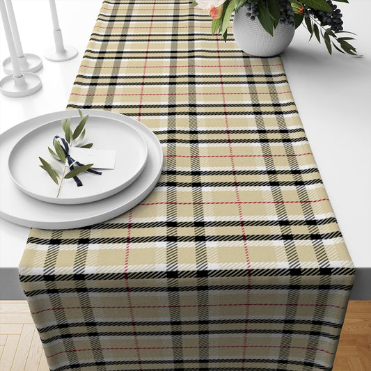 Table Runner Checked Plaid Brown Black Red Lines Modern Dining Room Decor Accent Home Decoration