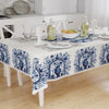 Art Deco Tablecloth Blue Vintage Vase Floral Retro Ottoman Pattern Turkish Ethnic Linen Accent Table Cover Modern Dining Decor