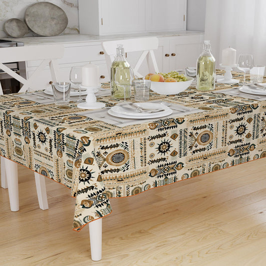 Art Deco Tablecloth Tribal Bohemian Aztec Tradional Pattern Turkish Ethnic Linen Accent Table Cover Modern Dining Decor