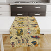 Table Runner Authentic Ethnic Retro Eagypt Pyramid Figures, Mystic Dining Room Decor, Textile Accent, Unique Home Decoration