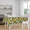 Yellow Lemons Green Leaves Floral Fruits Summer Pattern Linen Tablecloth Modern Dining Accent Cover
