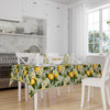 Yellow Lemons Green Leaves Floral Fruits Summer Pattern Linen Tablecloth Modern Dining Accent Cover