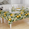 Yellow Lemons Green Leaves Floral Fruits Summer Pattern Linen Tablecloth Modern Dining Accent Cover
