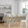 Green Brown Retro Authentic Bohemian Minimal Geometric Pattern Linen Tablecloth Modern Dining Accent Cover