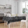 Black Geometric Border Lines on Dark Gray Watercolor Background Pattern Tablecloth, Modern Dining Accent Cover