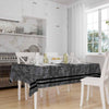 Black Geometric Border Lines on Dark Gray Watercolor Background Pattern Tablecloth, Modern Dining Accent Cover