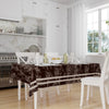 White Geometric Border Lines on Dark Brown Watercolor Background Pattern Tablecloth, Modern Dining Accent Cover