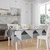 Gray White Scandinav Geometric Triangle Background Pattern Tablecloth, Modern Nordic Dining Accent Cover