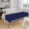Navy Blue White Greek Key Geometric Lines Pattern Tablecloth, Modern Dining Accent Cover