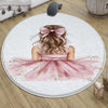 Round Pink Princess Ballerina Girl Nursery Room Rug, Cute Rug Gift For Kids, Girls Kids Room Gift, Kids Room Decor with pillow case gift