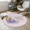 Round Girl sitting moon and reading book Kids Room Rug, Cute Pink Rug Gift For Kids, Kids Room Gift, Kids Room Decor with pillow case gift