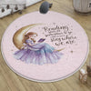Round Girl sitting moon and reading book Kids Room Rug, Cute Pink Rug Gift For Kids, Kids Room Gift, Kids Room Decor with pillow case gift