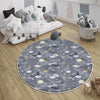 Round Gray Moon Clouds Stars Night Kids Room Rug, Cute Pink Rug Gift For Kids, Kids Room Gift, Kids Room Decor with pillow case gift