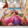 Round Colorful Fairy Princess Medieval Castle Kids Room Rug, Cute Rug Gift For Kids, Kids Room Gift, Kids Room Decor with pillow case gift
